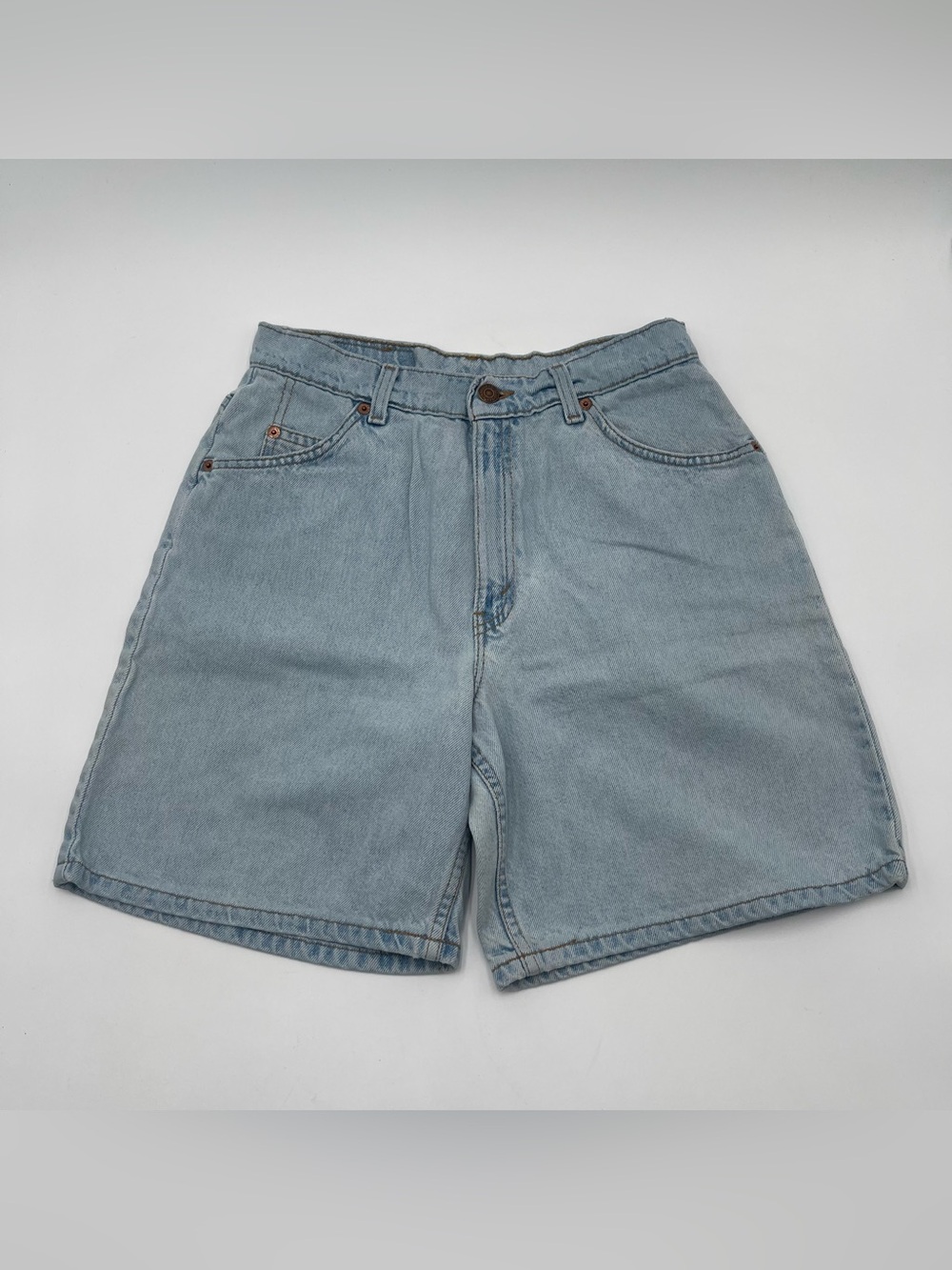 VTG 90s Levis Women’s 950 Sz 11 Relaxed Orange Tab Blue Jean Shorts Jorts USA - Picture 1 of 8